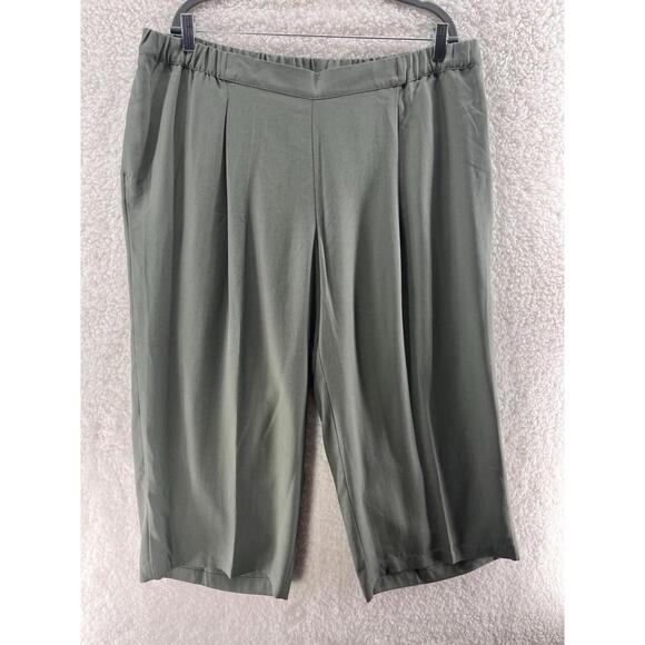 J. Jill Pants - J. Jill Wide Leg Crop Pants Tencel 2X Peatmoss Green Relaxed Lagenlook Casual